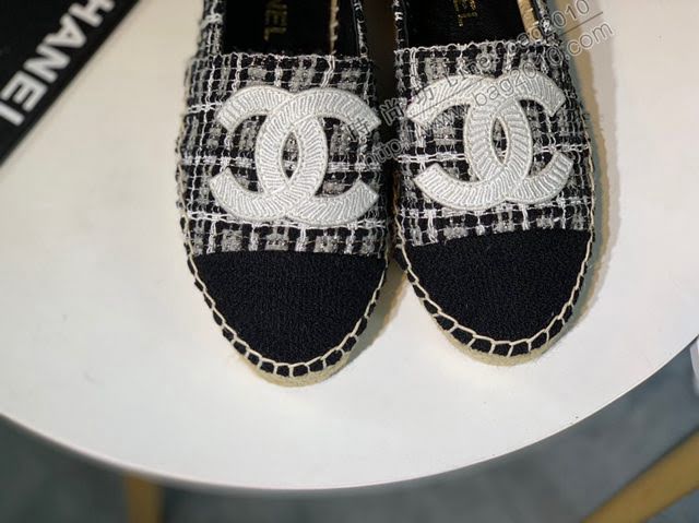 Chanel女鞋 香奈兒頂級版本漁夫鞋 黑格白標  naq1302